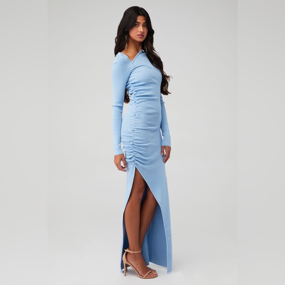 Sau Lee sky Blue Knit maxi‎ dress sz XS